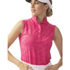 Daily Sports Jess Sleeveless Polo Shirt Pink Dahlia Size Large Women's G…
